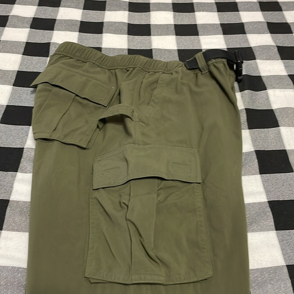 Duluth Trading Cargo Carpenter Elastic Waist Nylon Belted Pants Pockets Medium